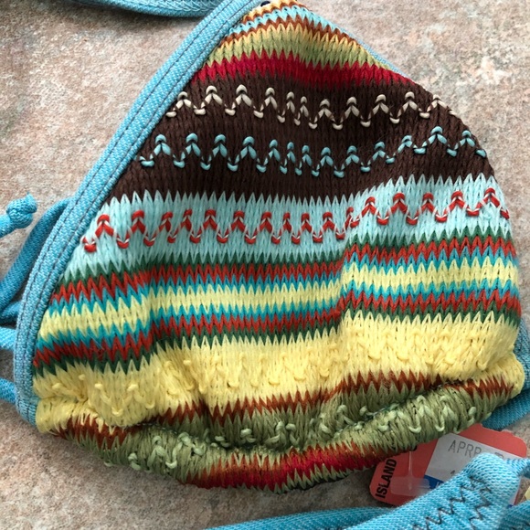 Blue Crochet Boho Pink Sands Bikini Swimsuit, L - Picture 6 of 10